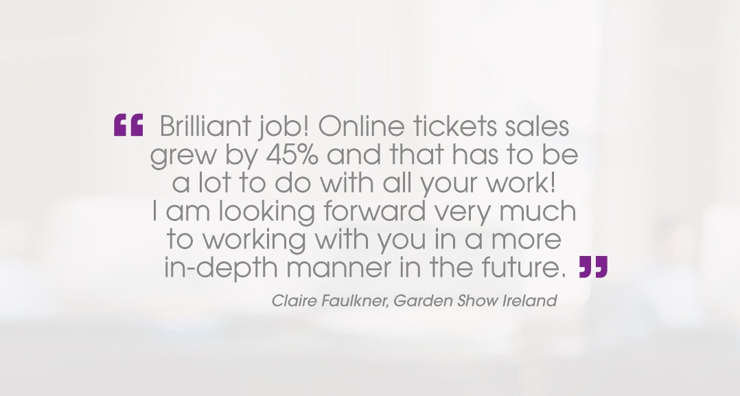 Claire Faulkner Garden Show Ireland testimonial