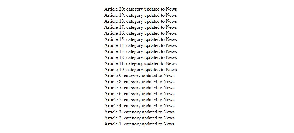 Result of category updates