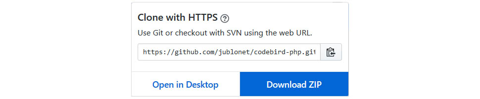 Downloading the Codebird Twitter library