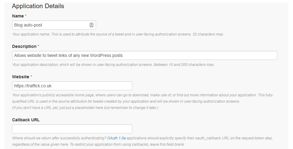 Creating a Twitter application
